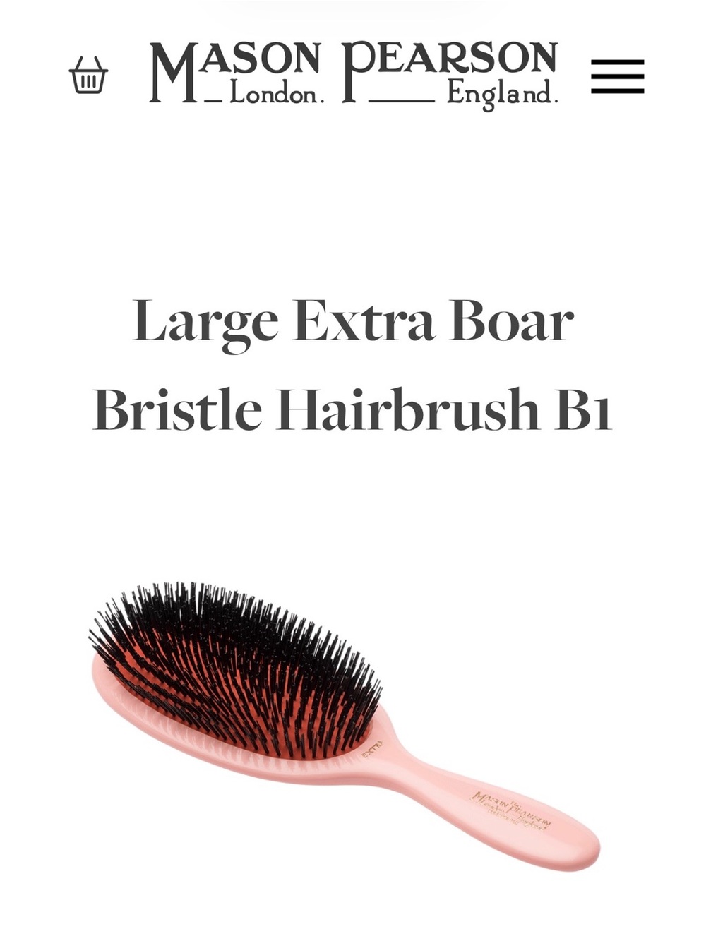 Mason Pearson Pink Boar Bristle Brush - Extra Large - Picture 3 of 3